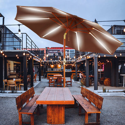 Massivholz Runder Sonnenschirm Sonnenschirme für Camping im Freien Café Terrassen Gartenmöbel