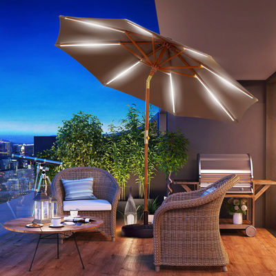 Massivholz Runder Sonnenschirm Sonnenschirme für Camping im Freien Café Terrassen Gartenmöbel