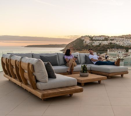 Teakholz Hotelsofa Garten Set Möbel mit mittlerem Sofa Größe W100xH110cm