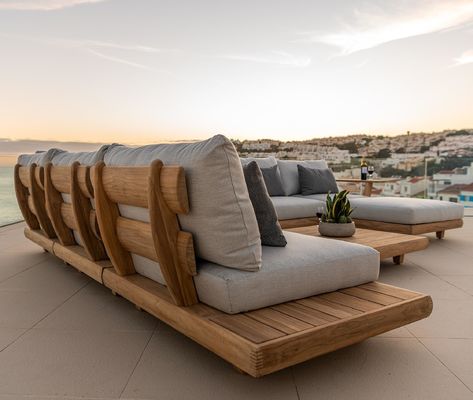 Teakholz Hotelsofa Garten Set Möbel mit mittlerem Sofa Größe W100xH110cm