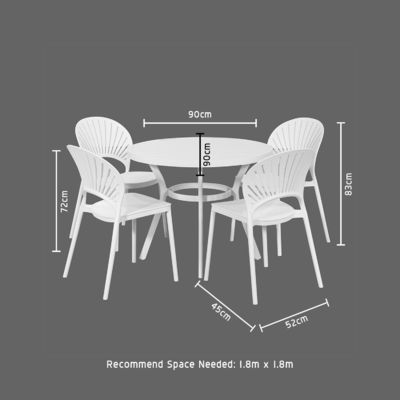 Rundes Esstisch und Stuhl Größe L 52 x W45 x H83cm Set für Outdoor Living von AJUNION