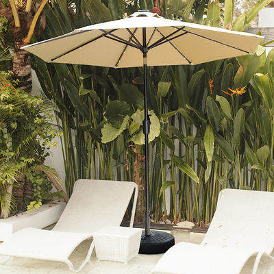 Außencafé Patio Strandschirm mit Solar-LED-Leuchten und Aluminium-Zentrumspalte