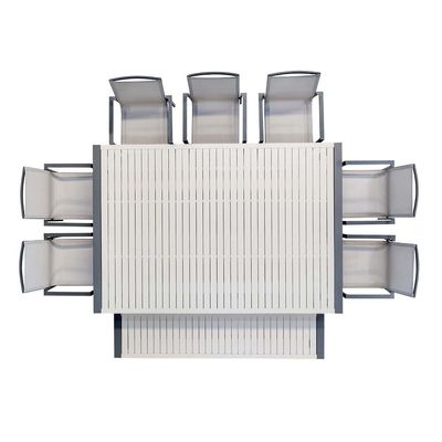 Outdoor-Esszet mit Bank AJUNION 9 Stück Aluminiumrahmen und Metall Terrassenmöbel