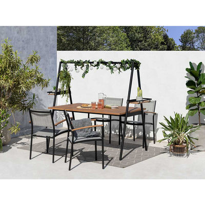 Metall Garten Set AJUNION Modernes Design 4 Sitzplätze Outdoor-Essensatz für Terrassenmöbel