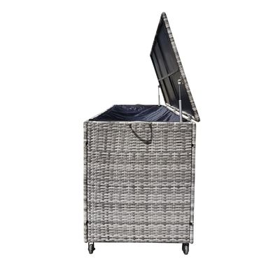 Geräumige Multifunktions-Wicker-Rattan-Gartenspeicher mit Rädern von AJUNION