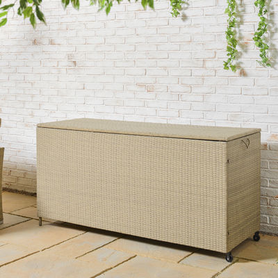 Geräumige Multifunktions-Wicker-Rattan-Gartenspeicher mit Rädern von AJUNION