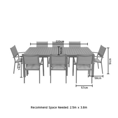 Outdoor-Restaurantmöbel Metall Esszet mit 8 Sitzplätzen Erweiterbarer Tisch von AJUNION