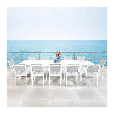 Moderner Stil Aluminium Outdoor-Essensatz mit 12 Sitzplätzen Sessel und verlängerbarem Esstisch