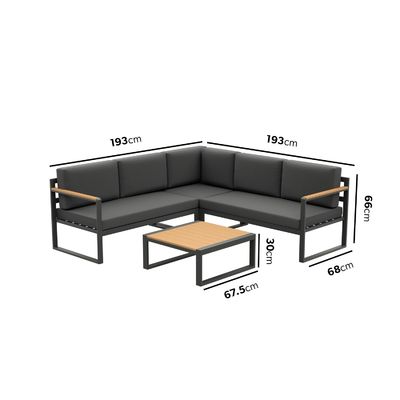 Außenmetallmöbel für Garten Ecke Sofa Wohnzimmer Modernes Design Holz