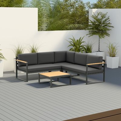 Außenmetallmöbel für Garten Ecke Sofa Wohnzimmer Modernes Design Holz