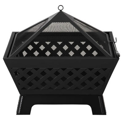 Schwarze Abdeckung Metall Holz Brennende Feuerstelle für den Außenhof Patio Hinterhof Garten Lagerfeuer
