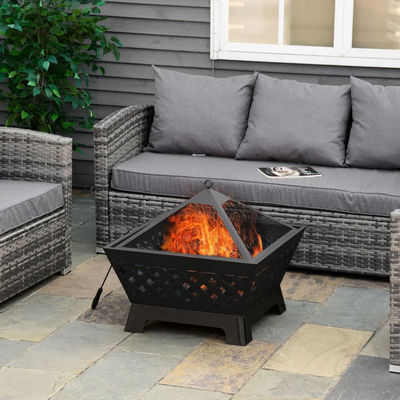 Schwarze Abdeckung Metall Holz Brennende Feuerstelle für den Außenhof Patio Hinterhof Garten Lagerfeuer