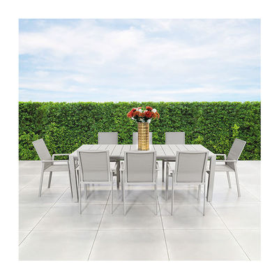 8 Personen Restaurant Esstisch und Stuhl Set mit Aluminium-Metallrahmen im modernen Design