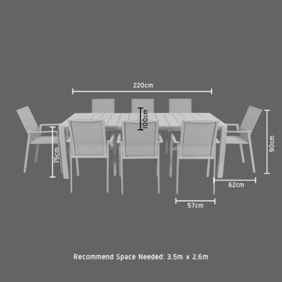 8 Personen Restaurant Esstisch und Stuhl Set mit Aluminium-Metallrahmen im modernen Design