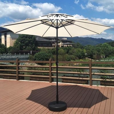 Custom Logo Außencafé Garten Strand Terrasse Sonnenschirm mit 3 Ebenen und LED-Leuchten