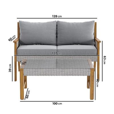 Y Mail Packing Rattan Weave Outdoor Sofa Set mit massivem Holzrahmen und PE Wicker