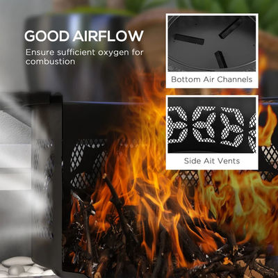 Außenheizung Tragbare Runde Stahl Holzbrennkamin Holzkohle BBQ Grill Feuer Grill Brenner Kit