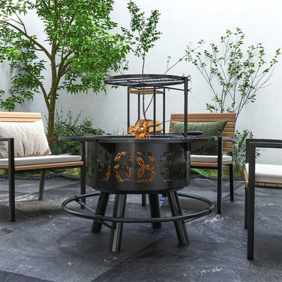 Außenheizung Tragbare Runde Stahl Holzbrennkamin Holzkohle BBQ Grill Feuer Grill Brenner Kit