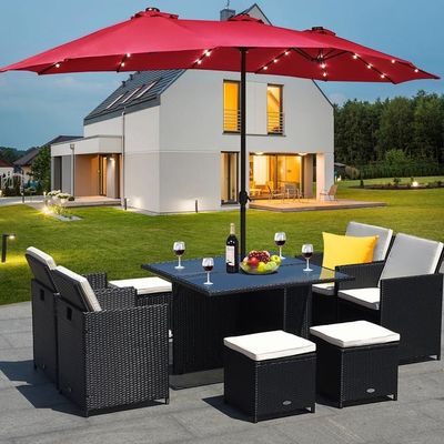 Sonnenschirm Marktschirm mit Licht 227,5 cm Radius und Aluminium-Stäbe
