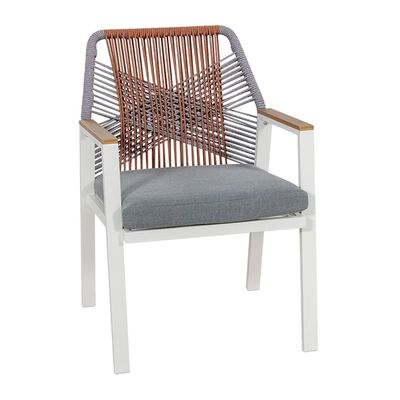 Metall Garten Esszimmermöbel mit Seil Gewebe Esszimmer Stuhl 6 Sitzplätze Outdoor Esszimmer Set