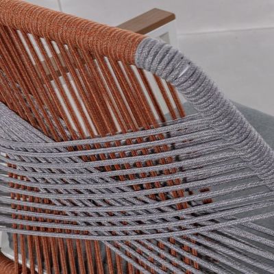 Metall Garten Esszimmermöbel mit Seil Gewebe Esszimmer Stuhl 6 Sitzplätze Outdoor Esszimmer Set