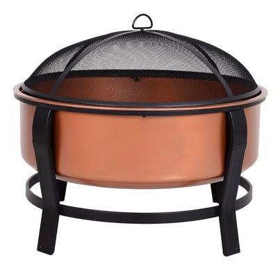 Moderne Outdoor-Portable Kupferfarbene Runde Metall Holzbrennkamin