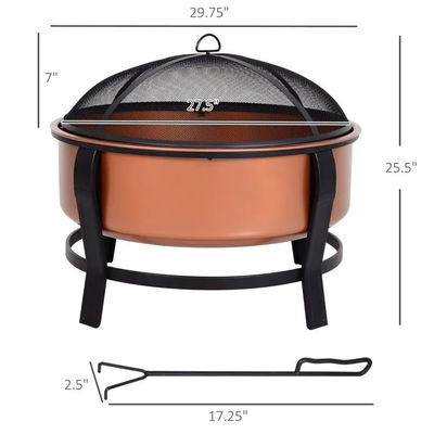Moderne Outdoor-Portable Kupferfarbene Runde Metall Holzbrennkamin