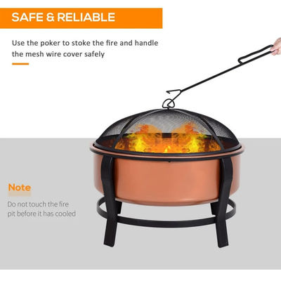 Moderne Outdoor-Portable Kupferfarbene Runde Metall Holzbrennkamin