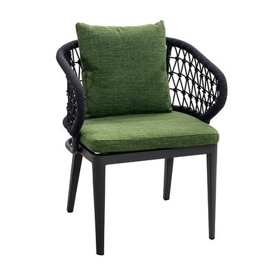 Outdoor-Esszet mit Seilwebe-Design und Aluminium-Metallrahmen von AJUNION