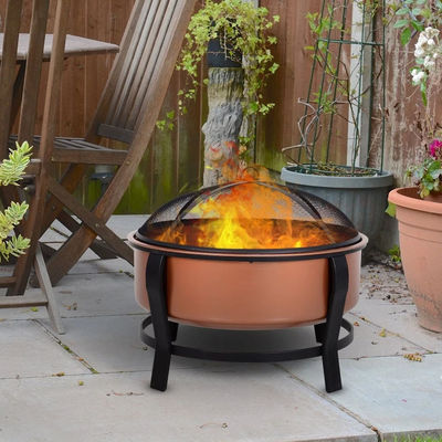 Moderne Outdoor-Portable Kupferfarbene Runde Metall Holzbrennkamin