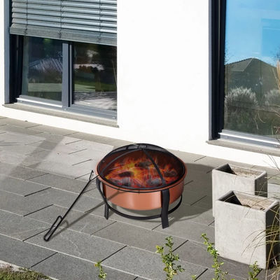 Moderne Outdoor-Portable Kupferfarbene Runde Metall Holzbrennkamin