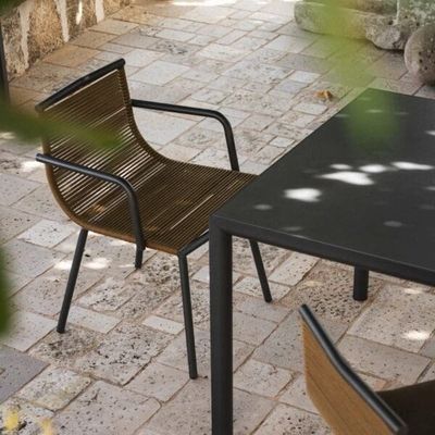 Metall Minimalist Garten Set AJUNION Aluminium Esszimmer Stuhl Seil Weave Außenmöbel