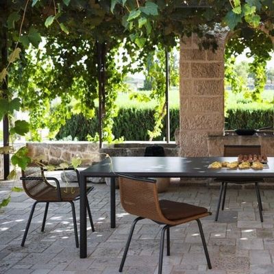 Metall Minimalist Garten Set AJUNION Aluminium Esszimmer Stuhl Seil Weave Außenmöbel