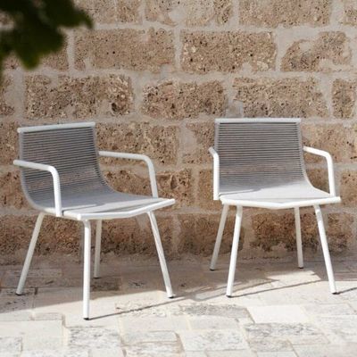 Metall Minimalist Garten Set AJUNION Aluminium Esszimmer Stuhl Seil Weave Außenmöbel