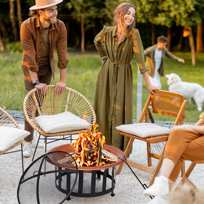 Rundes Holzbrennfeuer, perfekt für Lagerfeuer, Camping und Outdoor-Treffen