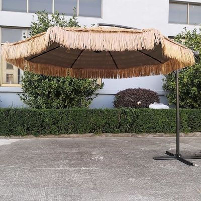 Außen Garten Strand Terrasse Schwerlast Stroh Römischer Sonnenschirm mit Aluminium Sonnenschirm