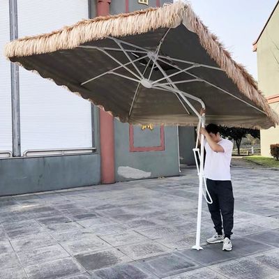Außen Garten Strand Terrasse Schwerlast Stroh Römischer Sonnenschirm mit Aluminium Sonnenschirm