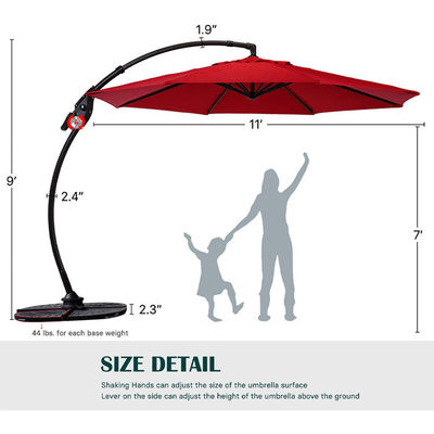 Outdoor Patio Garten Aluminium Curvy Cantilever S-Form Banane Regenschirm Sonnenschirme mit Basis