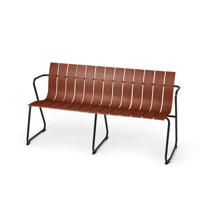 Außenmöbel AJUNION Stahl-Plastik-Holz-Patio-Sessel Loveseat Gartenbank Sessel
