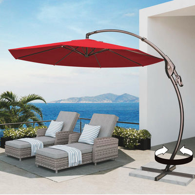 Outdoor Patio Garten Aluminium Curvy Cantilever S-Form Banane Regenschirm Sonnenschirme mit Basis