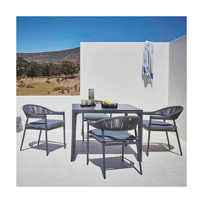 Stilvolles Outdoor-Essensett mit Metallrahmen und Seil-Weave-Sessel L 57 x W60 x H74cm