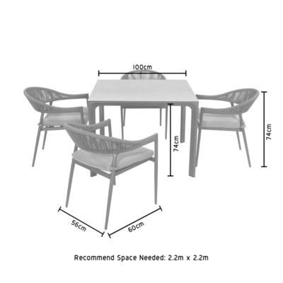 Stilvolles Outdoor-Essensett mit Metallrahmen und Seil-Weave-Sessel L 57 x W60 x H74cm