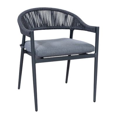 Stilvolles Outdoor-Essensett mit Metallrahmen und Seil-Weave-Sessel L 57 x W60 x H74cm