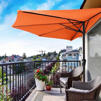 Bistro Außengarten Terrasse Handkurbel Lift Regenschirm 9*4.5*7.87 FT Halbrunder Sonnenschirm