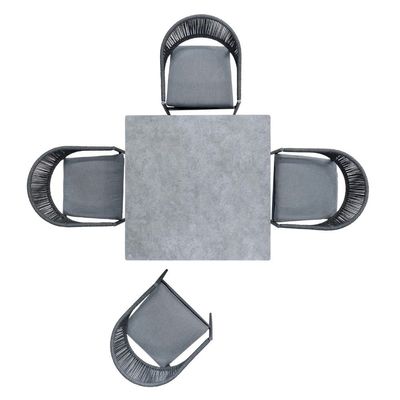Stilvolles Outdoor-Essensett mit Metallrahmen und Seil-Weave-Sessel L 57 x W60 x H74cm