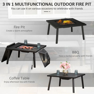 Entspannen Sie sich im Stil Quadrat Keramik Holz Brennende Feuerstelle Tisch für Hinterhof Patio Garten Camping