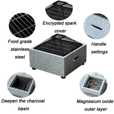3 in 1 Quadrat Holzbrennkamin Holzkohle Grilltisch Kombination für Outdoor-Produkt