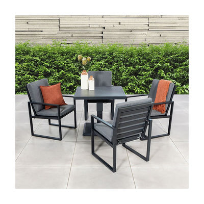 Höhenverstellbarer Esstisch im Freien mit Sessel AJUNION Modernes Aluminium-Patio-Set