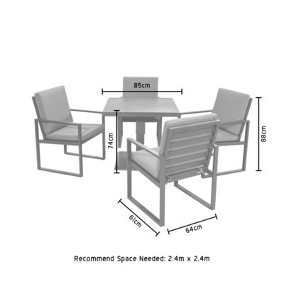 Höhenverstellbarer Esstisch im Freien mit Sessel AJUNION Modernes Aluminium-Patio-Set