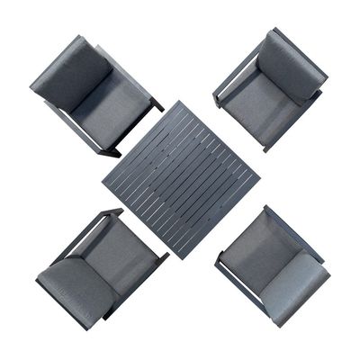 Höhenverstellbarer Esstisch im Freien mit Sessel AJUNION Modernes Aluminium-Patio-Set